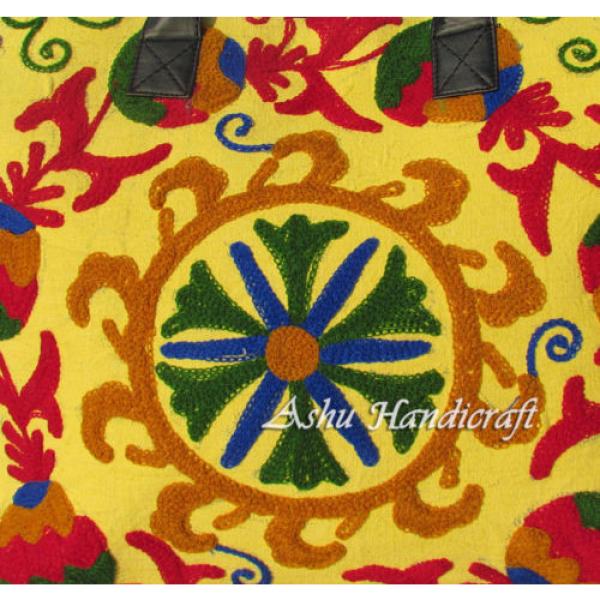 Indian Cotton Tote Suzani Embroidery Handbag Woman Shoulder &amp; Beach Boho Bag s33 #3 image
