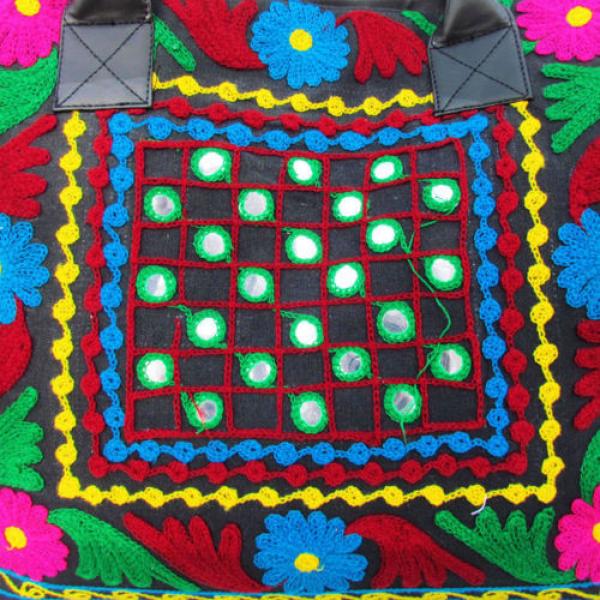Indian Cotton Suzani Embroidery Handbag Woman Tote Shoulder Bag Beach Boho Bag l #2 image