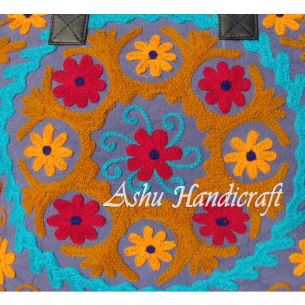 Indian Cotton Tote Suzani Embroidery Handbag Woman Shoulder &amp; Beach Boho Bag s25 #3 image