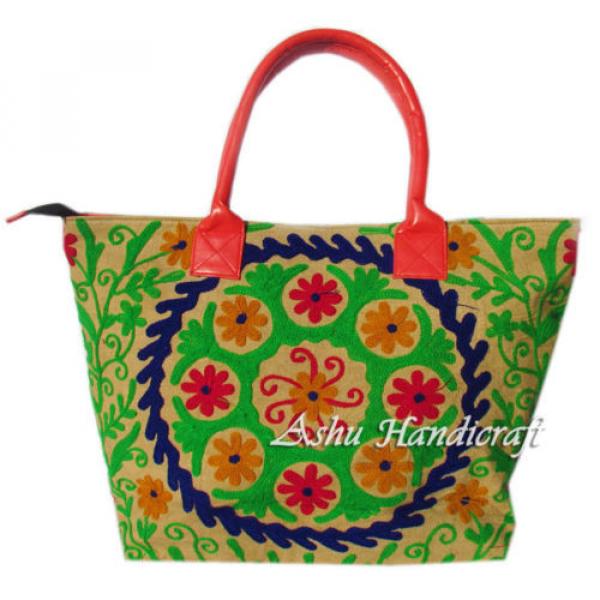 Indian Cotton Tote Suzani Embroidery Handbag Woman Shoulder &amp; Beach Boho Bag s23 #1 image