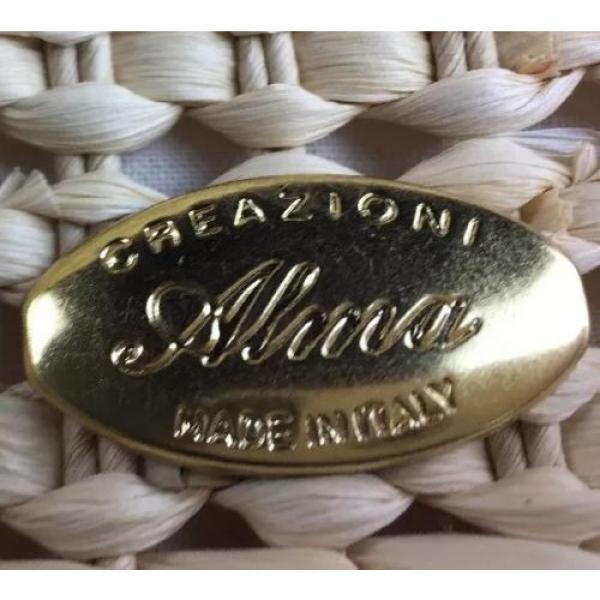 VTG ALINA ITALY Woven Vintage Wood Handle Straw Handbag Tote Beach bag Purse #2 image