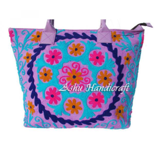 Indian Cotton Tote Suzani Embroidery Handbag Woman Shoulder &amp; Beach Boho Bag s34 #2 image