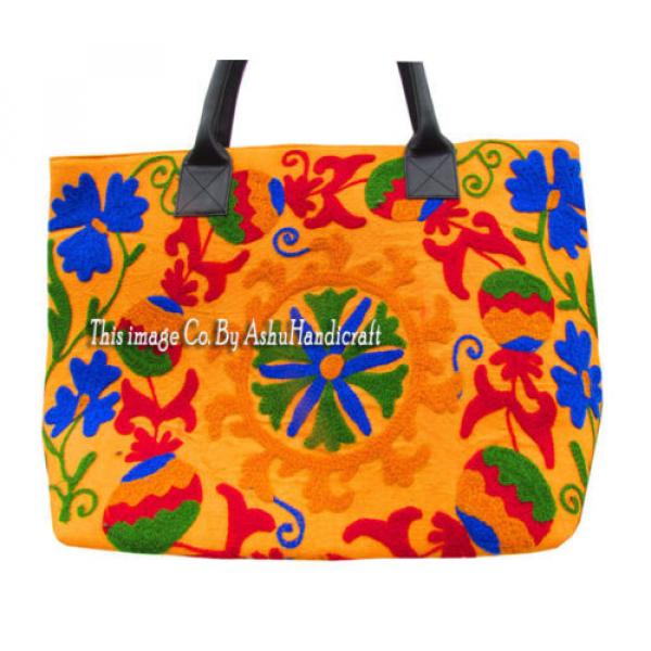 Indian Cotton Suzani Embroidery Handbag Woman Tote Shoulder Beach Boho Bag s003 #2 image