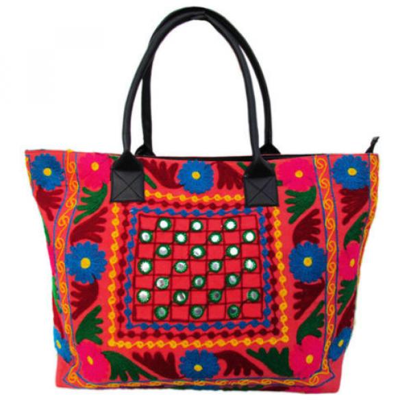 Indian Cotton Suzani Embroidery Handbag Woman Tote Shoulder Beach Boho Bag s27 #1 image
