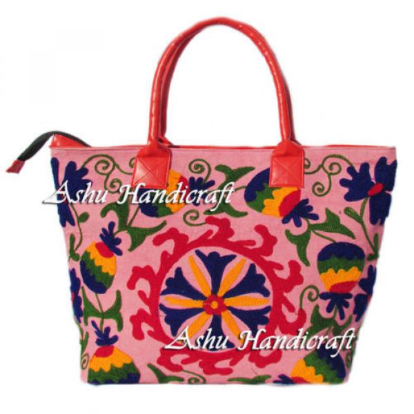 Indian Cotton Suzani Embroidery Handbag Woman Tote Shoulder Beach Boho Bag s22 #1 image