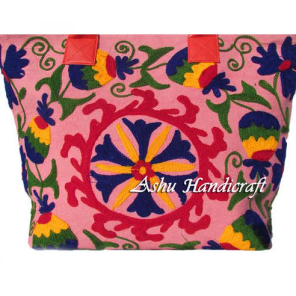 Indian Cotton Suzani Embroidery Handbag Woman Tote Shoulder Beach Boho Bag s22 #2 image