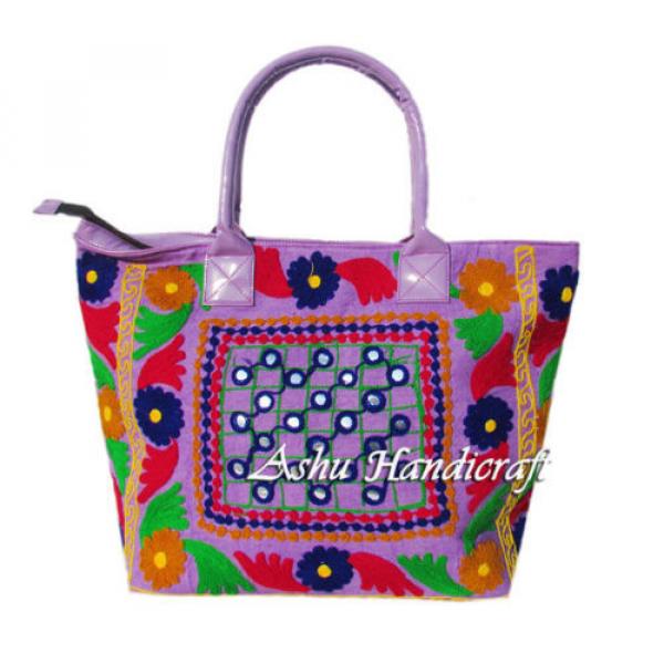 Indian Cotton Suzani Embroidery Handbag Woman Tote Shoulder Beach Boho Bag s06 #1 image