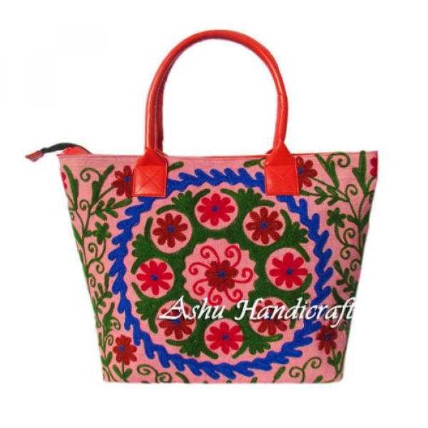 Indian Cotton Suzani Embroidery Handbag Woman Tote Shoulder Beach Boho Bag s26 #1 image