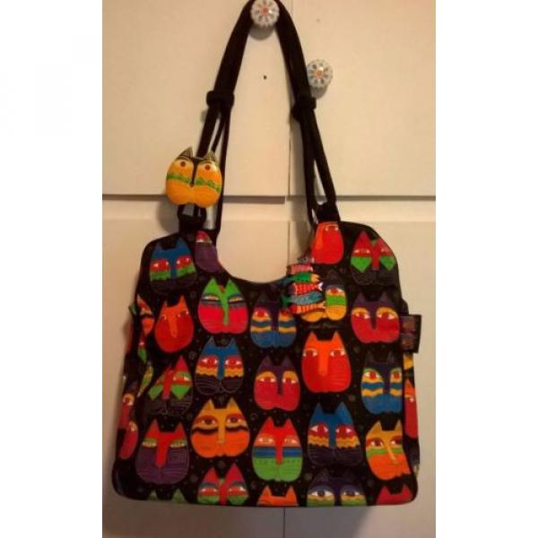 Laurel Burch Cat Tote Bag Handbag Purse Feline Fabric Large Vegan Beach Travel #1 image
