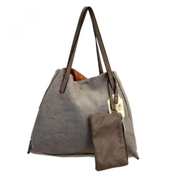 Reversible Stonewashed Rust Faux Leather Purse Shoulder Tote Beach Bag #2 image