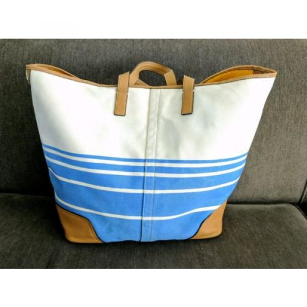 Coach Hadley Hamptons Leather Nantucket Blue Handbag Tote Beach Bag Hobo Purse #1 image