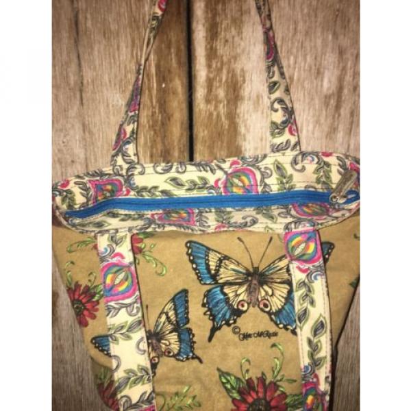 Kate McRostie Butterfly Floral Canvas Beach Tote Bag with Sequin Purse Handbag #4 image