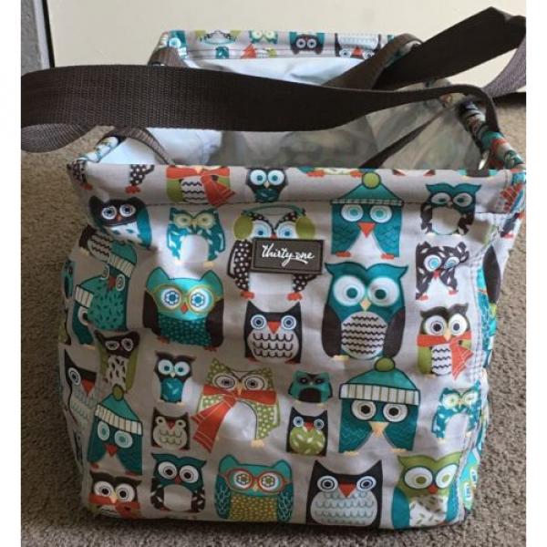 Thirty One 31 Med Utility Beach Grocery Tote Bag OWL Brown Hoo&#039;s Chilly Retired #4 image