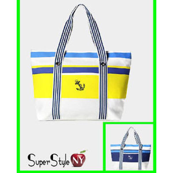 Striped Navy Nautical Anchor Ocean Sea Fashion Summer Beach Handbag Tote Bag #1 image