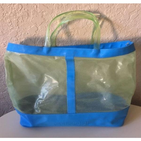 Clinique Beauty Bag Tote Blue Green Clear Beach Tote #3 image