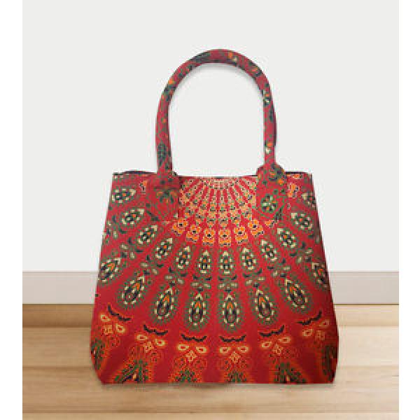 hippie shoulder purse red color bohemian mandala shopping bag beach bag #1 image