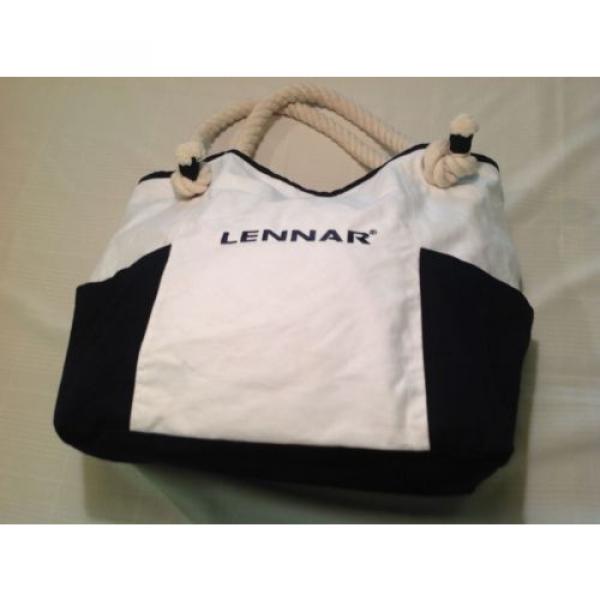 Lennar Corporation Extra Large White and Navy Blue Tote Beach Bag Rope Strap #2 image