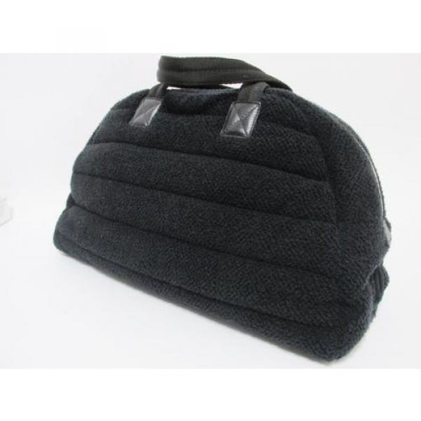 Authentic CHANEL Beach Handbag Boston Bag Cotton Black #2 image