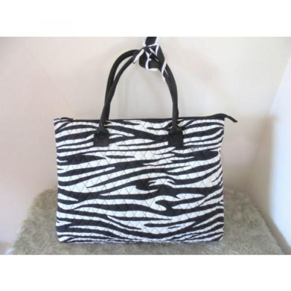 N. Gil Extra Large Tote Shopper Beach Travel Bag Black  Animal Print Quilted #1 image