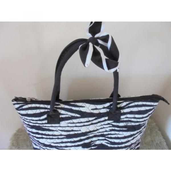 N. Gil Extra Large Tote Shopper Beach Travel Bag Black  Animal Print Quilted #5 image