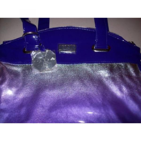 VERSACE Versus Silver Purple Shopper Beach Shoulder Bag TOTE PLASTIC COATED NEW #2 image