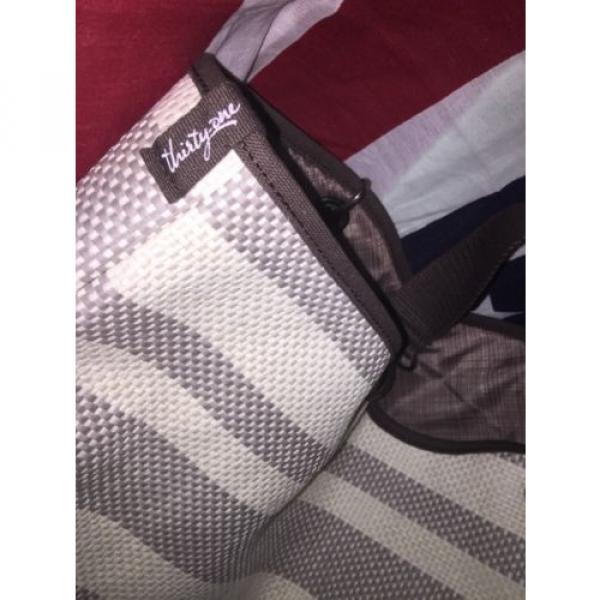 Thirty- One Brown Tan And Gray Beach Bag With Shoulder Strap #2 image
