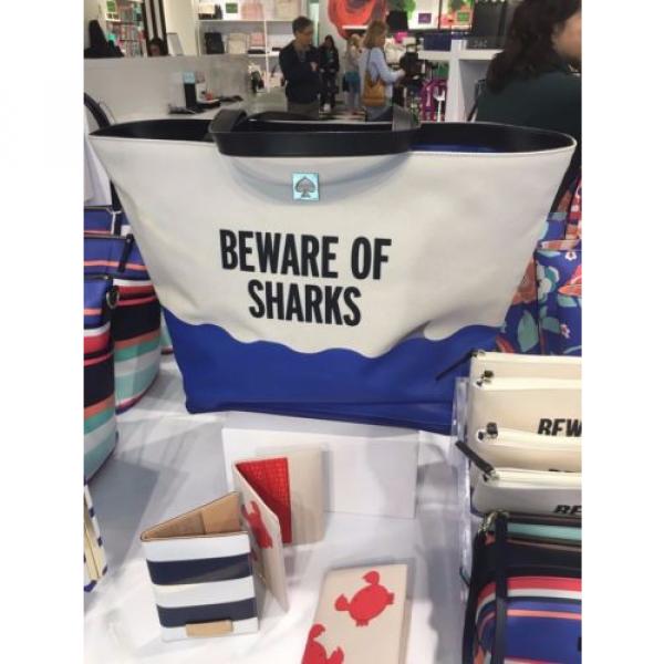NWT Kate Spade Rey Make A Splash Beware of Sharks Beach Tote Bag WKRU3810 #1 image