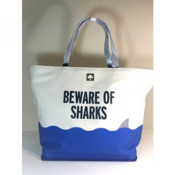 NWT Kate Spade Rey Make A Splash Beware of Sharks Beach Tote Bag WKRU3810 #2 image