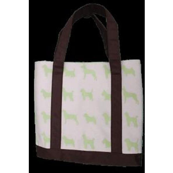 Canvas Bag Green Dog Print Beach Tote Shopping Bag #1 image