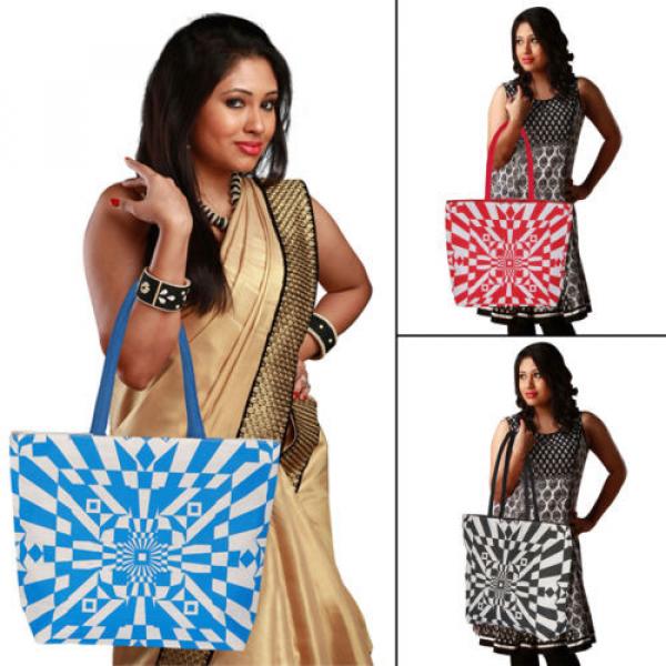 Geometric Ladies Handbag Casual Cotton Jute Shoulder Purse Beach Tote Favor Bag #1 image