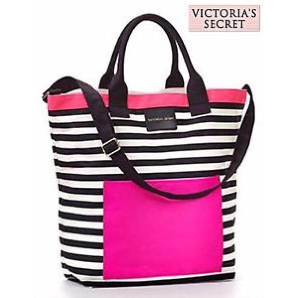 NWT Victoria&#039;s Secret Island Tote Beach Pink Black Striped Gym Travel 2016 Bag #1 image