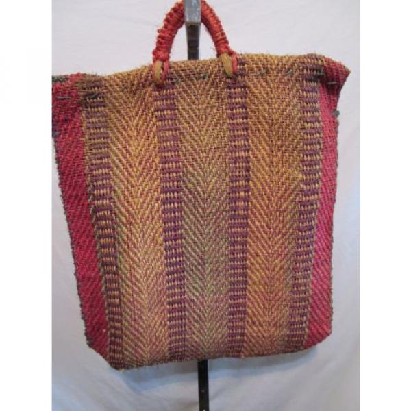 Vintage Pink, Multi-color Large Woven Straw Jute Beach Market Tote Bag #2 image