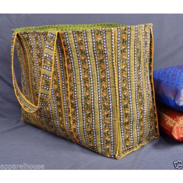 Indian Cotton Block Printed Quilted Bag Hippie Boho Beach Bag Shopping Purse #2 image