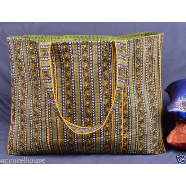 Indian Cotton Block Printed Quilted Bag Hippie Boho Beach Bag Shopping Purse #3 image