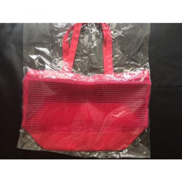 Nordstrom Hot Pink Sheer Striped Large Tote Bag Shopper Beach Travel #1 image