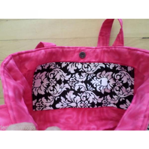 Mini Hobo Bag Handmade Cotton Beach Grocery Bag Purse Tote Black/White Pink NWT #3 image