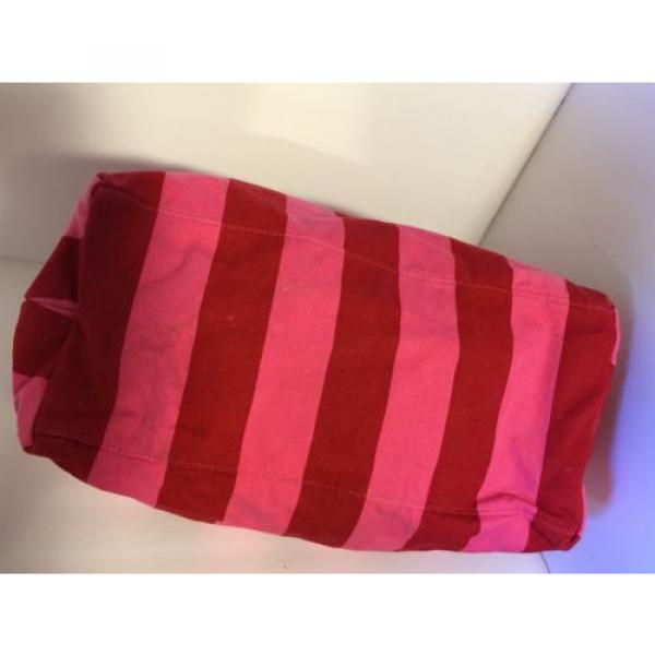 Victoria&#039;s Secret Beach Tote Bag Classic Pink Stripes Gold Letters Large #2 image