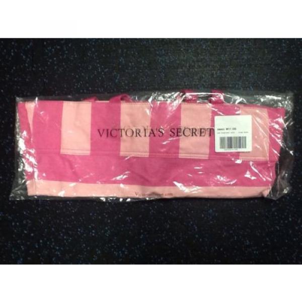 Victoria&#039;s Secret Pink Stripe Canvas Tote Beach Shopper Bag Purse #2 image