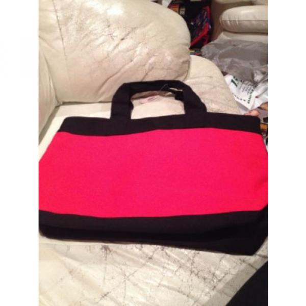 NWT Victoria&#039;s Secret Black Pink Red Canvas Beach Travel Weekender Bag Tote #2 image