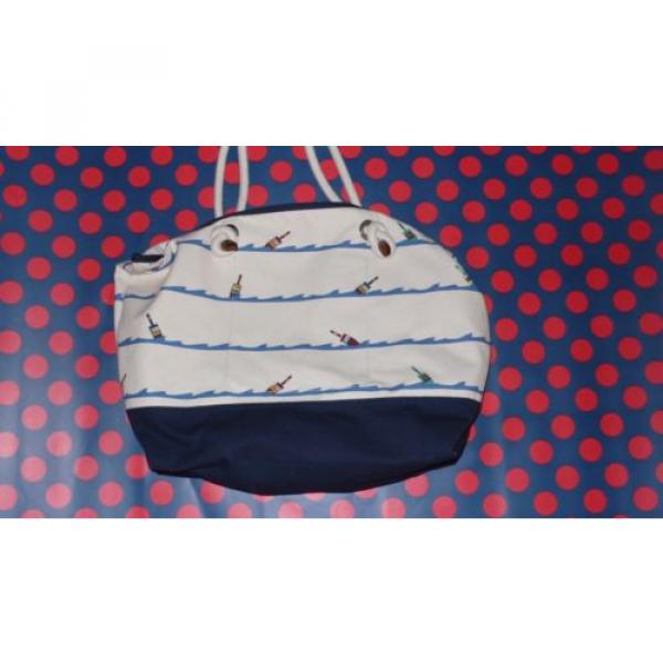 $98 New Casco Ralph Lauren Tote bag purse BEACH NAUTICAL BUOY PRINT Canvas ROPE #2 image