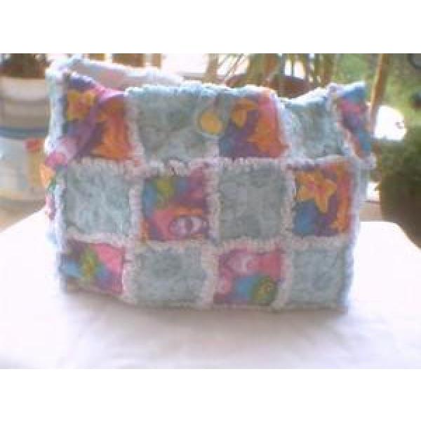 Rag quilt purse tote beach bag colorful fish and sand dollars #1 image