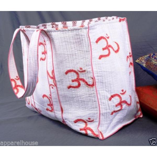 Indian Quilted Cotton Block Printed Bag Reversible Beach bag Women Purse Clutch #3 image
