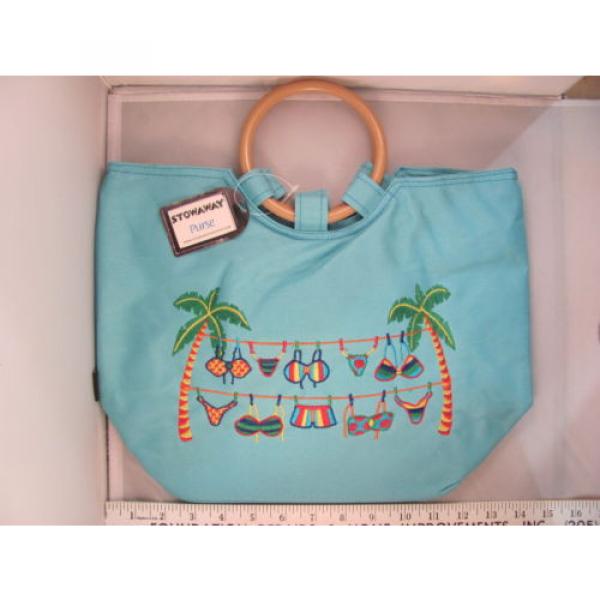 NWT Stowaway Pretty Blue Zippered Beach Purse Bag Tote Tropical Bikini SH252 #1 image
