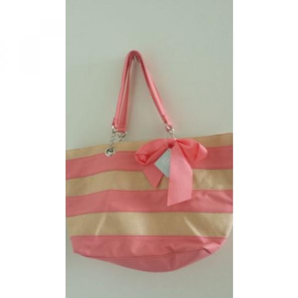 ULTA  Beauty Medium Tote Bag Shopper Pink Beige Handbag Carry-all Beach Bag #1 image
