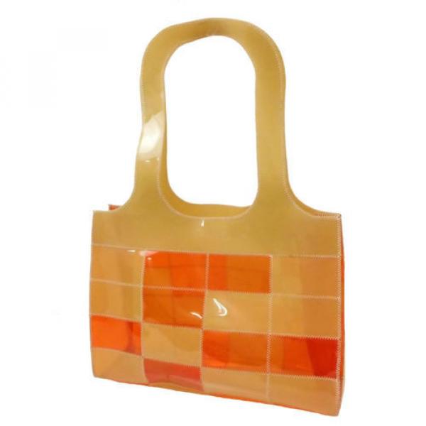 Auth CHANEL Tote Bag Patchwork Vinyl Beige Orange Shoulder Bag Beach Goods #1 image