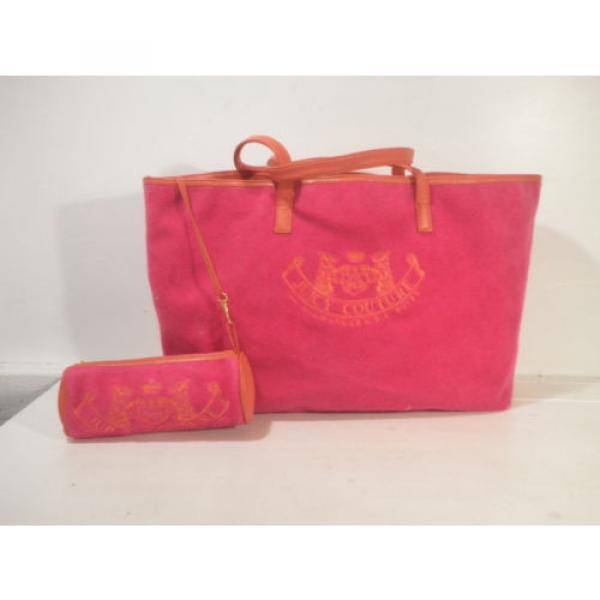 Juicy Couture Large Fabric Tote Bag/ Beach Tote  Pink w/ Orange Trim #1 image