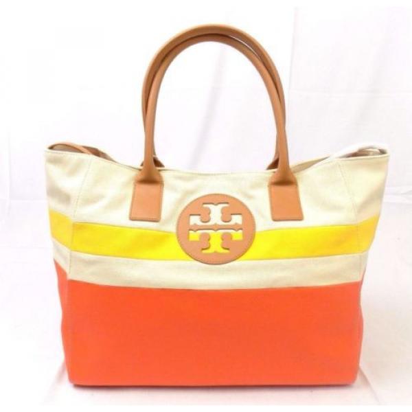 NEW TORY BURCH (39102) CANVAS DIPPED BEACH TOTE BAG PURSE #1 image