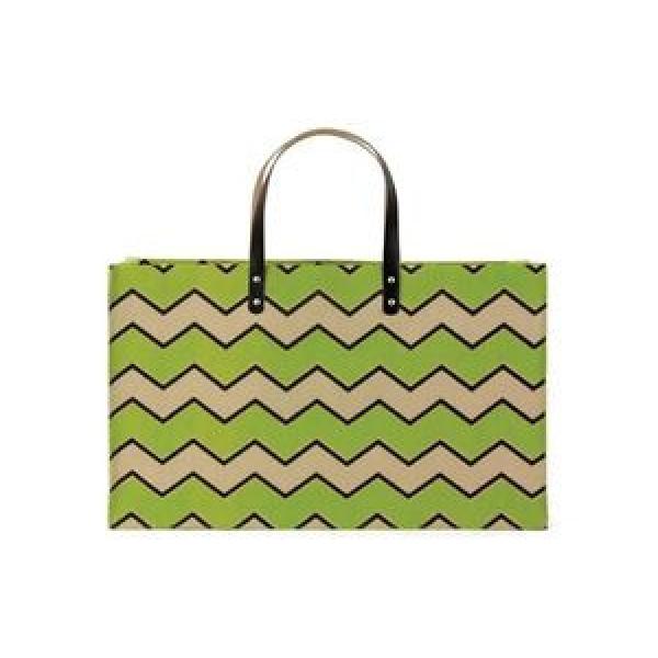 Green Chevron Jute Shopper Beach Tote Bag ~ Great Gift Idea! #1 image