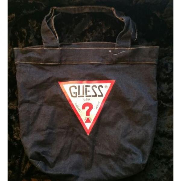 GUESS USA Jeans Authentic Dark Wash Denim Tote Bag Purse Beach Bag Shopping Bag #1 image