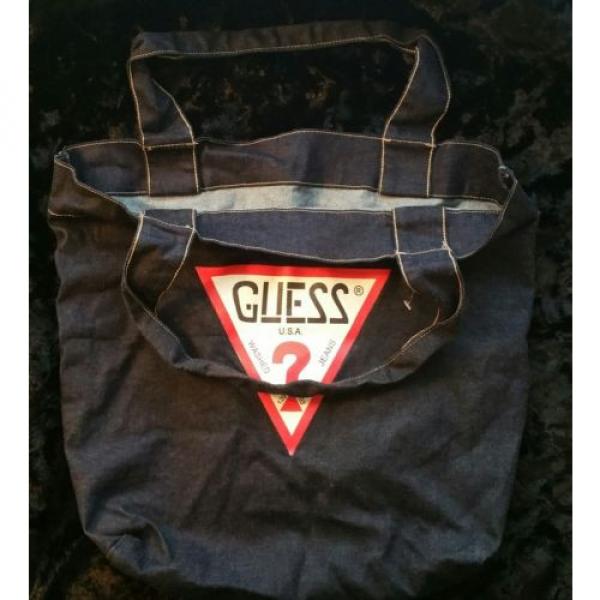 GUESS USA Jeans Authentic Dark Wash Denim Tote Bag Purse Beach Bag Shopping Bag #3 image